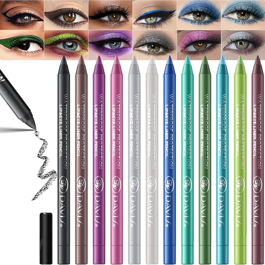 12 Color Eyeliner Pencil Set with Sharpener Waterproof and Long-Lasting Colour Gel Eye Liner Pencils for Women
