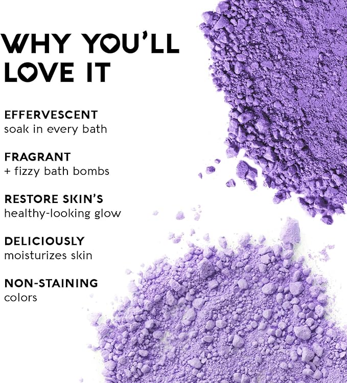 Nature's Beauty Lavender & Rosemary Bath Bomb Multi-Pack - Luxury Fizzy Spa Bath Bomb to Help Calm, Soothe + Revive Dull and Dry Skin Made with Coconut Oil & Witch Hazel, 5.5 oz (4 Pack)