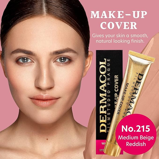 Dermacol - Full Coverage Foundation, Liquid Makeup Matte Foundation with SPF 30, Waterproof Foundation for Oily Skin, Acne, & Under Eye Bags, Long-Lasting Makeup Products, 30g, Shade 215