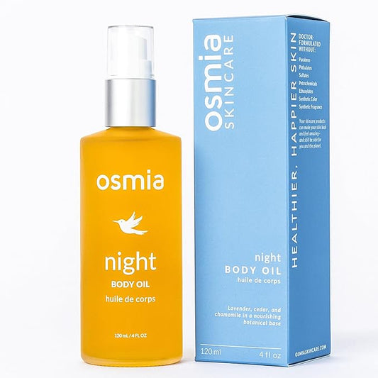 Osmia Skincare - Natural Night Body Oil | Borage Seed, Kukui, Lavender Oils | Nourish, Soothe, Fortify | Clean Beauty For Healthy Skin (4 fl oz | 118 ml)