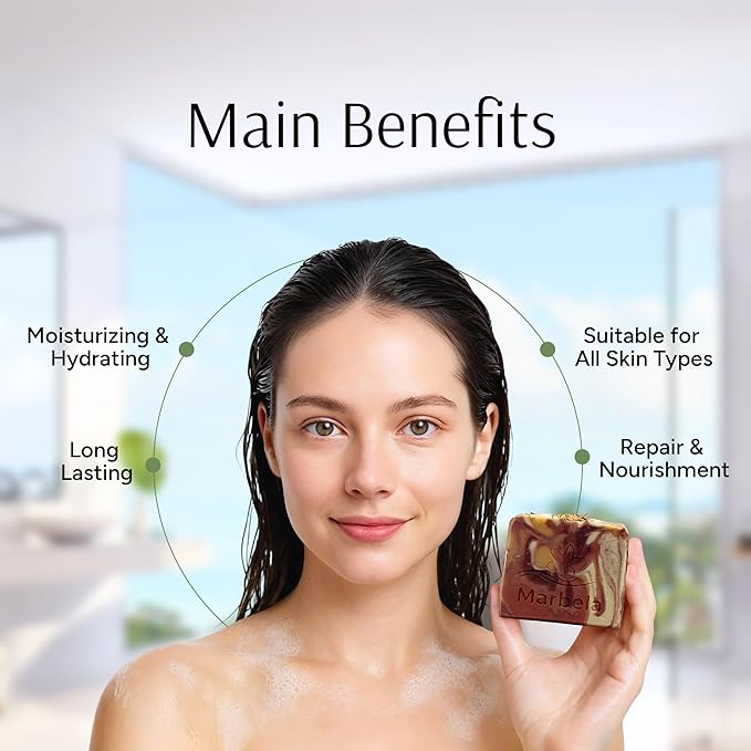 Marbela Cosmetics Clay and Rosemary Handmade Soap Bar - Made in USA, Vegan Friendly, Palm Oil Free, Natural Bar Soap - Gentle Face & Body Soap for Daily Skin Care, Moisturizing & Nourishing - 3.5 oz