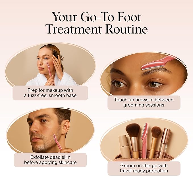 Kitsch Dermaplane Razor for Women Face – Face Razors for Women & Men, Eyebrow Trimmer & Face Shaver – Exfoliating Facial Razor & Skin Care Tool for Smoother Skin - Coral, 6 pcs