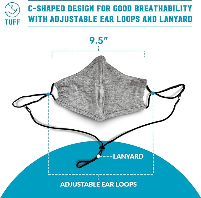 TUFF Face Mask Adult XL Large Size 3 Pack- C Shaped Design Making Breathing Easier