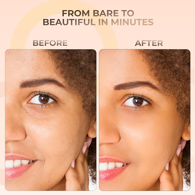 4pc KIT w/KABUKI BRUSH Mineral Makeup Bare Set Full Coverage Concealer Blush Foundation Powder (Deep Tan)