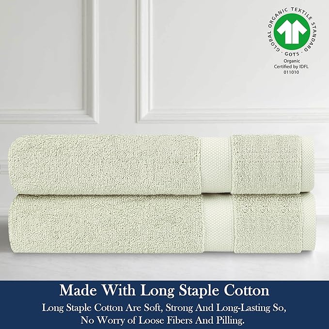 Delara Organic Cotton Luxuriously Plush Hand Towel Pack of 2 | GOTS & OEKO-TEX Certified | Premium Hotel Quality Towels | Feather Touch Technology|650 GSM Long Staple|Soft, Quick Dry & Ultra-Absorbent