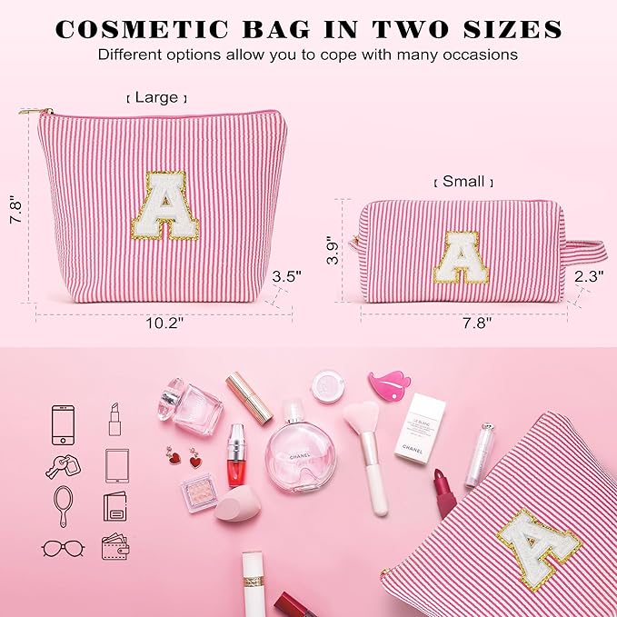Travel Cute Makeup Bag Set - Make up Cosmetic Bag for Women, Small Makeup Bag for Purse Makeup Kit | Blue Stuff Birthday Gifts for Women Travel Essentials, Blue Letter S