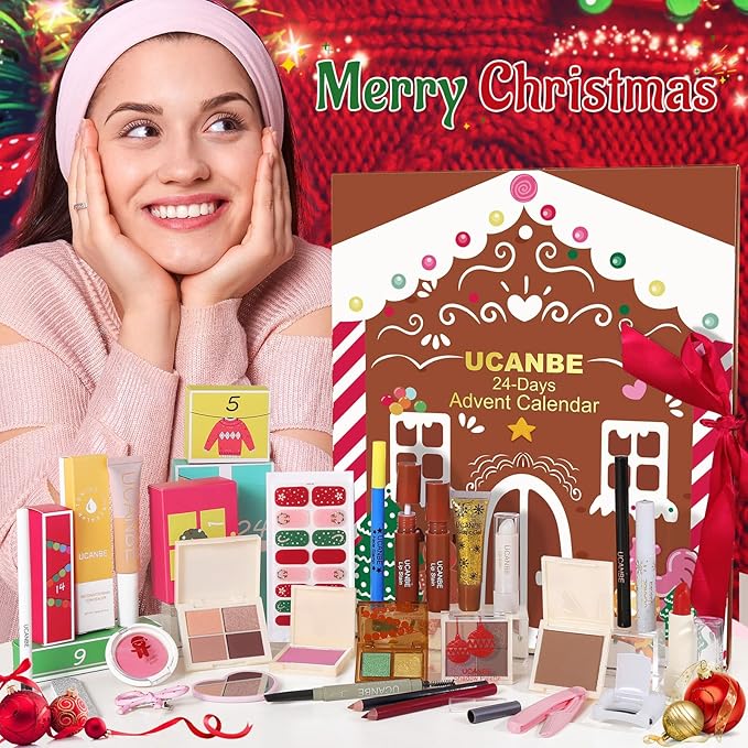 Makeup Advent Calendar 2025, 24 Days Christmas Gift Makeup Sets For Women, UCANBE 2025 Xmas Countdown Calendar Full Makeup Kits Beauty Makeup & Cosmetic For Teens, Girls Gift