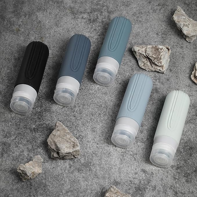 Travel Bottles for Toiletries, 5 Pack TSA Approved Travel Size Containers, 3oz Leak Proof Refillable Travel Accessories for Shampoo Conditioner, BPA Free Travel Bottles with Toiletry Bag