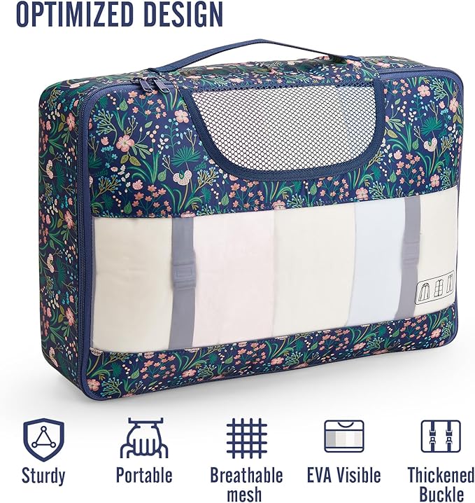 Veken 8 Set Packing Cubes for Travel Essentials, Suitcase Organizer Bags in 4 Sizes, Carry-On Luggage Accessories with Large Laundry & Hanging Toiletry Bag, Must-Have for Airplane, Road Trip & Camping