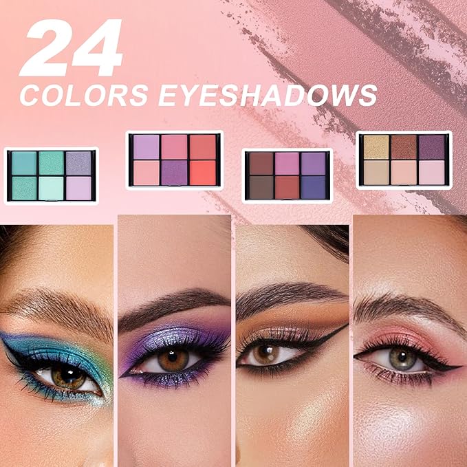 Makeup Kit for Teen Girls, Complete Cosmetic Set with Eyeshadow Palette, Lipstick, Blush, Lip Gloss, Brushes, Gifts for Christmas Thanksgiving