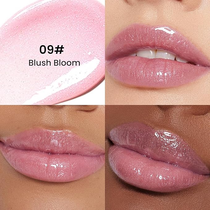 Pudaier Glossy Lip Stain, Excellent Recovery, Moisturizing Lip Care Tinted Lip Oil, Hydrating Plumping Lip Gloss Balm, Non-Sticky Long Lasting Light Texture LipGloss Oil for Dry Lip (09 Blush Bloom)