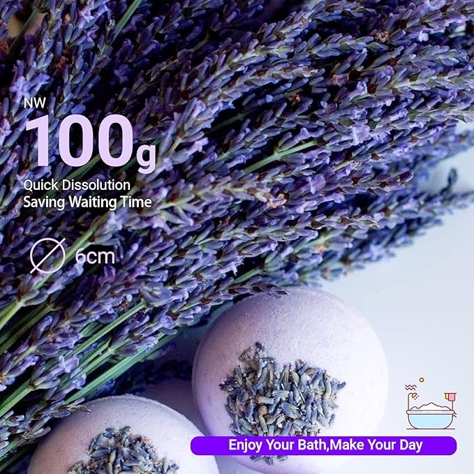 Bath Bombs for Women Spa Gift Set with Lavender Oils Sea Salt Relaxing Birthday Gift for Her Bubble Bath Skincare