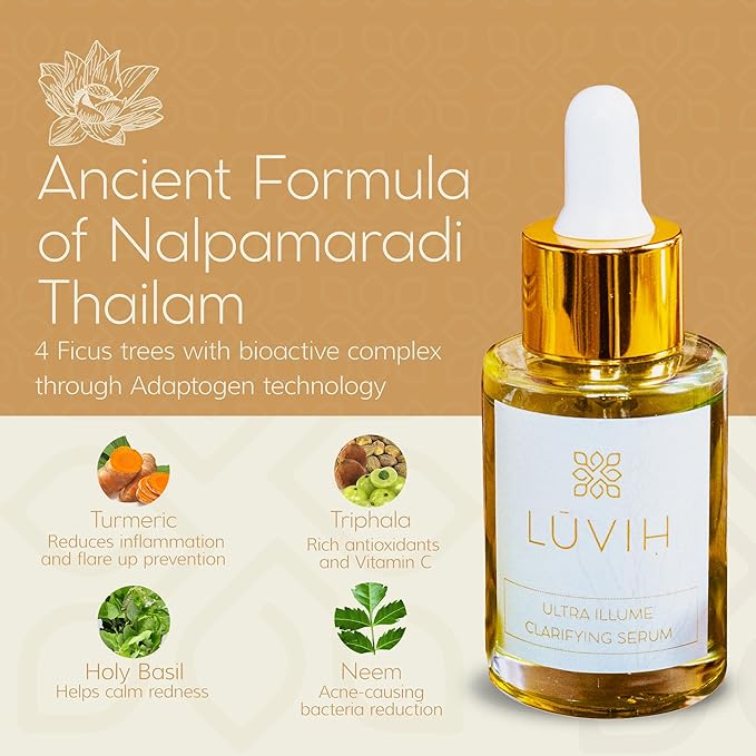 LUVIH Ultra Illume Dark Spot Remover & Clarifying Face Serum – Ayurvedic Acne Scar & Blemish Treatment for Women & Men – Natural Skincare for Acne-Prone, Uneven Skin – 30 mL