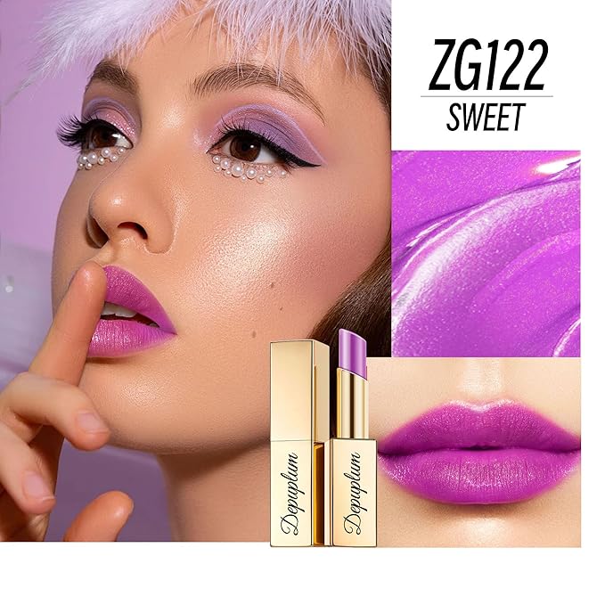 Red Berry Purple Lipstick Set for Women Shimmer Tinted Lip Balm Hydrating Moisturizing Lipstick Cruelty Free Lip Makeup, DM108/109/122