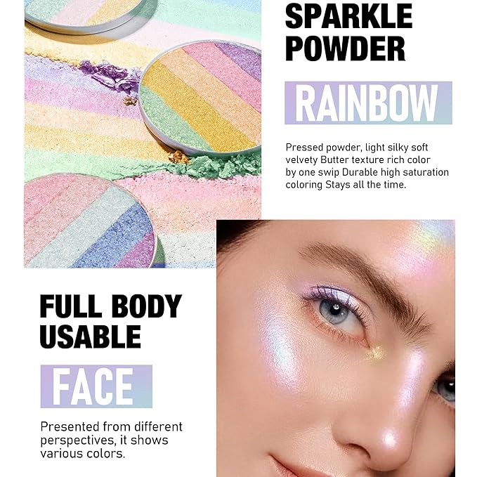 Multi-Use Chameleon Eyeshadow & Highlighter Palette – Iridescent Multichrome Shimmer with Color-Shifting Glow, Long-Lasting Waterproof Glitter Makeup for Eyes, Face & Festival (Ice Prism Glow)