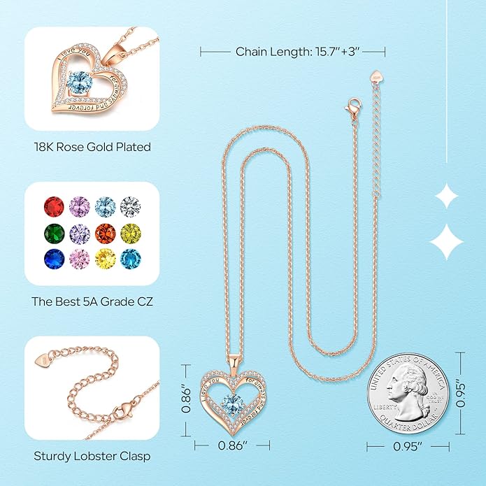 18K Rose Gold Necklaces for Women Birthday Gifts for Women Jewelry for Women Birthday Gifts for Wife Girlfriend Daughter Wife Birthday Gifts for Anniversary Mothers Day Christmas Valentines Gifts