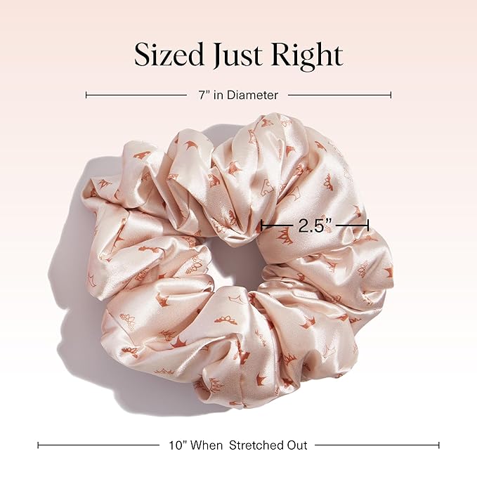 Kitsch & Disney Satin Scrunchies for Women - No Crease Hair Ties for Girls | Big Scrunchies with All Hair Types and Textures, Perfect for Day or Night | Ideal Gifts for Women - 2 Pcs, Desert Crown