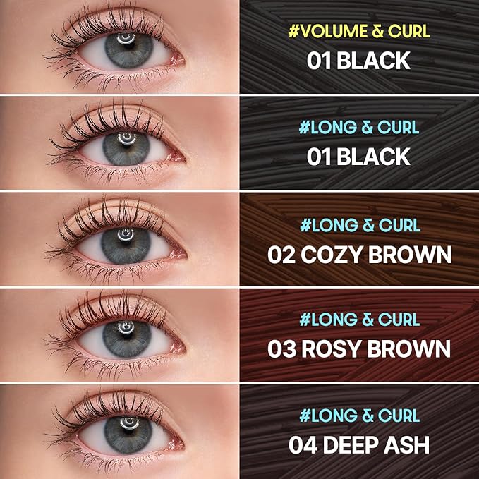 COSNORI Perfect Setting Waterproof Mascara Long & Curl - Lengthening Fiber Mascara Black – Natural Lash Extension – Waterproof, Smudge Proof, Clump Free – Irritation Free Tested, 0.24 fl.oz.