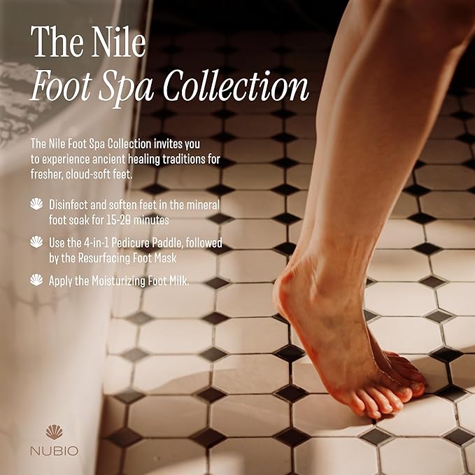 Nubio Foot Spa Collection for Women & Men - Exotic Hydration & Pampering for Dry Feet - Includes 6 x Foot Peel Masks, 2lb Epsom Salt Foot Soak, 5oz Moisturizing Milk, & All-in-1 Pedicure Paddle
