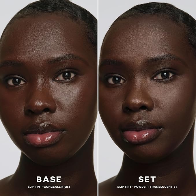 Saie Slip Tint Baked Setting Powder - Translucent Powder for Face Makeup with a Natural-Radiant Finish - Blurs, Brightens & Smooths Complexion - Translucent 5 - Deep to Rich (0.24 oz)