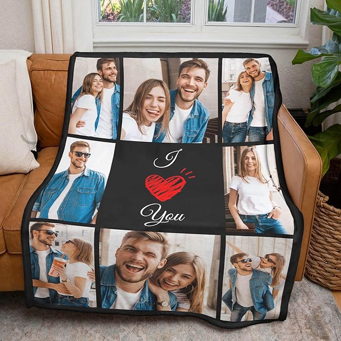 Custom Blanket with Picture Text Customized Thow Blankets Personalized Blanket, Customizable Blanket Photo Blankets, Customize Gifts for Mom Dad Couple Girlfriend Boyfriend Wife Husband