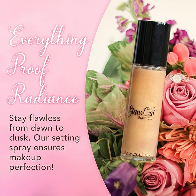 StansOut Beauty Co Bridal Glow Setting Spray | Dewy Illuminating Face Mist Fixing Spray for Makeup Finish | Long-Lasting Makeup Setting Spray for Face Paint, Dewy Finish, and Mature Skin 120ml