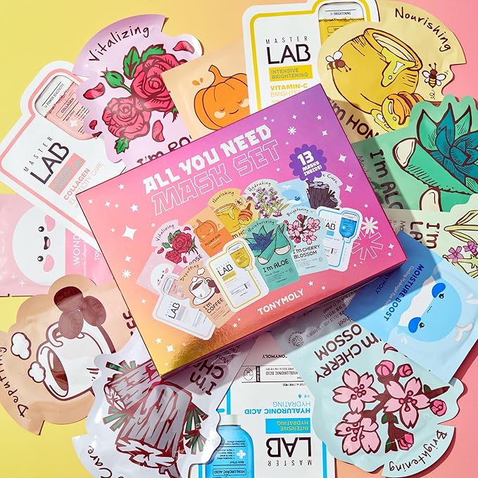 TONYMOLY All You Need Mask Set, Hydrate & Refresh Skin, Sheet Masks for all Skin Types & Concerns, Variety Pack of 13 Masks