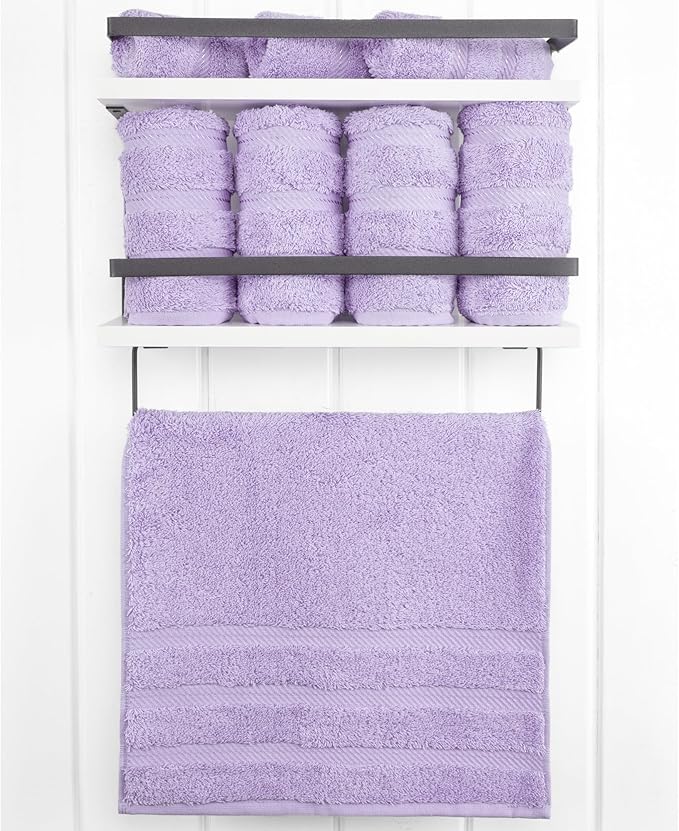 American Soft Linen Luxury Hand Towels for Bathroom, 600 GSM 100% Cotton Turkish 4 Piece Hand Towel Set, 600 GSM Hand Face Towels for Kitchen, Lilac Hand Towels