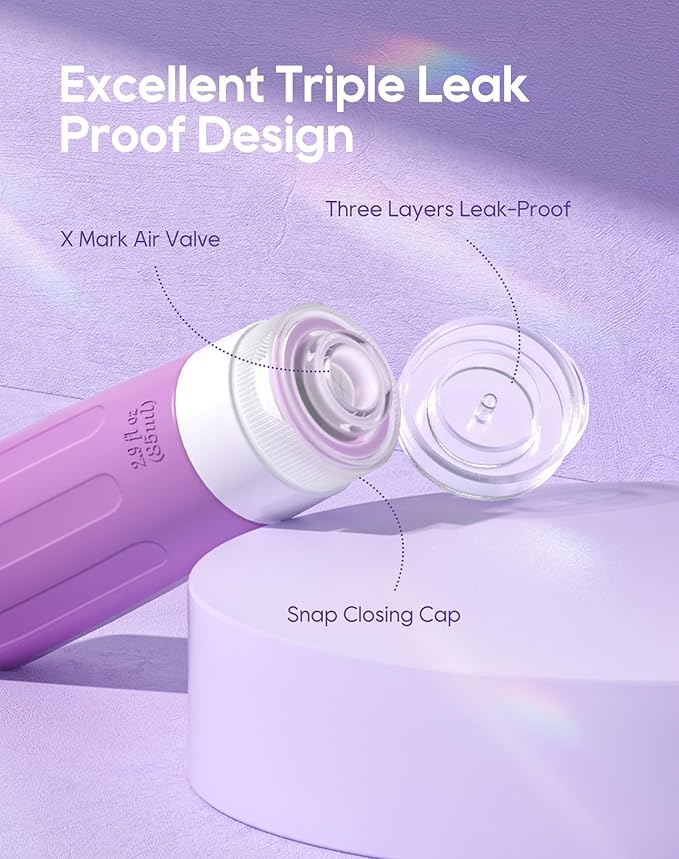 Morfone 16 Pack Silicone Travel Bottles Set for Toiletries TSA Approved Travel Containers Leakproof Squeezable Refillable Accessories 2oz 3oz for Shampoo Conditioner Lotion Liquids (Blue Purple)