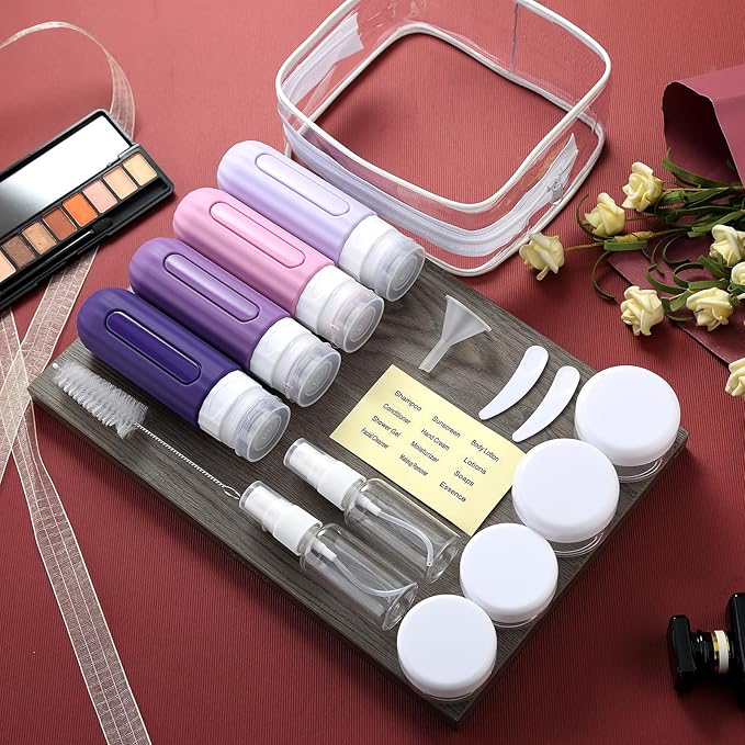 16 Pack Travel Bottles Set for Toiletries, Leakproof Travel Containers for Toiletries TSA Approved Silicone Travel Accessories Squeezable Refillable 3oz for Shampoo Conditioner Lotion