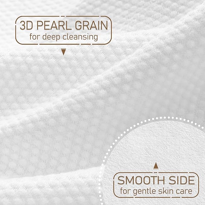 Luxe Bamboo Towel Container (Bamboo Box Towel Holder) with Disposable Face Towels Biodegradable Large Dry Wipes 100 Count Extra Thick Soft Clean Facial Towels for Facial Cleansing