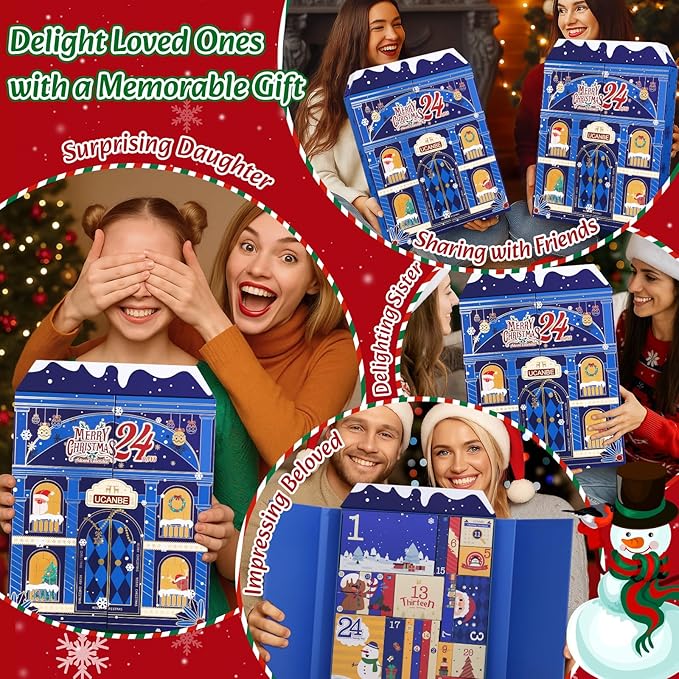 UCANBE Luxury Makeup Advent Calendar 2025, 24 Days Christmas Makeup Gift Set for Adult Women & Teen Girls, 2025 Xmas Beauty & Cosmetic Countdown Calendar Holiday Surprise Limited-Edition Make Up Gifts Kit