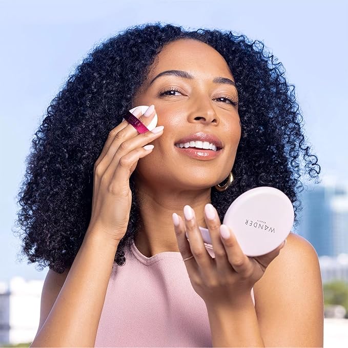 Wander Beauty Wanderlust Powder Foundation - Rich Deep - Blurs & Evens Skin Tone - Perfects & Hydrates With Hyaluronic Acid, Aloe, Honeysuckle, & Vitamin E - Lightweight, Buildable Coverage - 0.31 oz