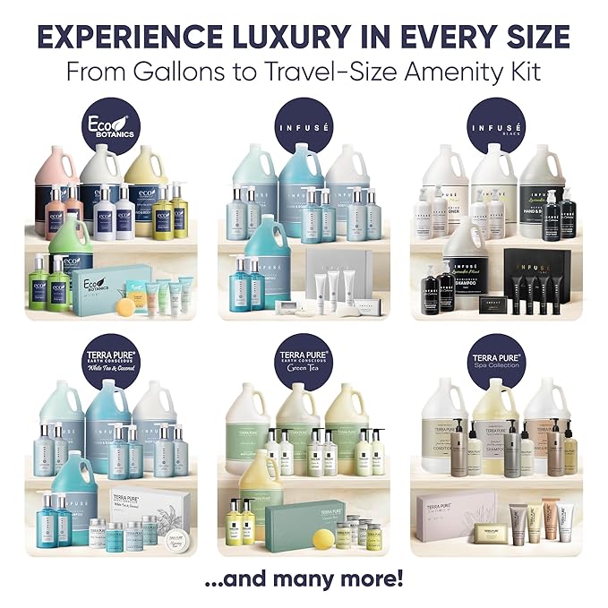 1-Shoppe Aqua Organics Amenity Kit | Boxed Hotel Toiletries Bulk Set | 1 oz Shampoo, Conditioner, Lotion, Body Wash & Bar Soap | 75 Sets per Case