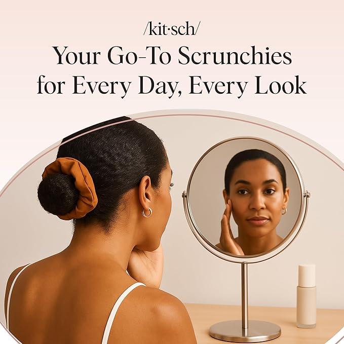 Kitsch Scrunchies for Women - No Crease Hair Ties No Damage | Soft Polyester Scrunchies for All Hair Types | Stylish & Comfortable, For Ponytails & Buns | Ideal Gifts for Women - Sedona, 3pcs