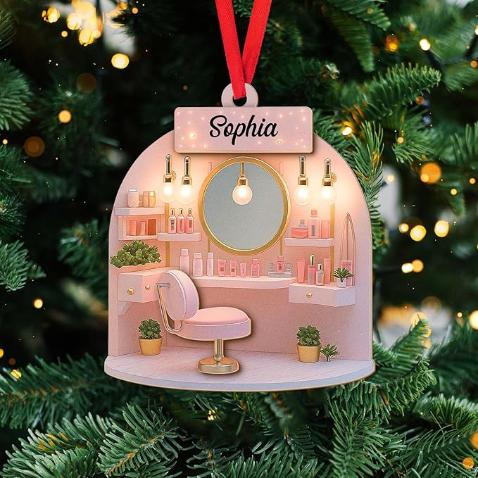 Personalized Makeup Tools Christmas Ornament 2025, Makeup Box Christmas Ornament Gift for Makeup Artist, Christmas Tree Decor for Makeup Shop, Gift for New Makeup Coworkers (Makeup 1)