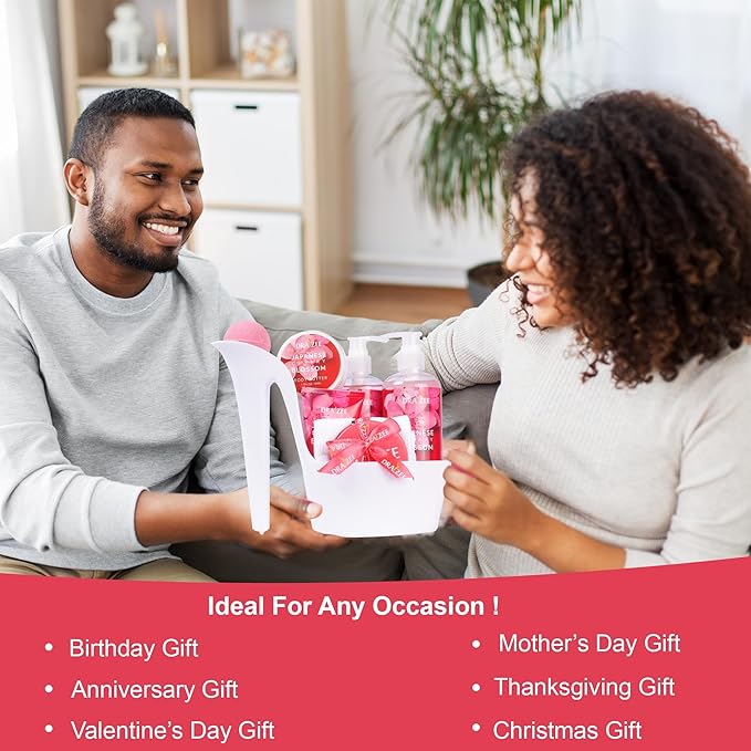 Luxury Spa Gifts for Women – 8 Pc Cherry Blossom Scented Bath and Body Set with Bubble Bath, Lotion & More – Luxury Self Care Kit for Wife, Mom, Girlfriend, Birthday Gifts for Women by Draizee