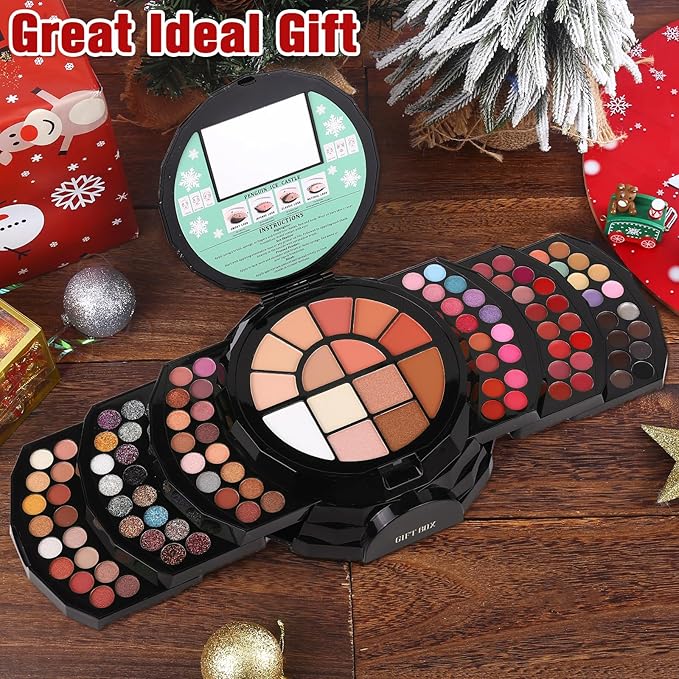 110 Colors Makeup Kit for Women Girl Full Kit Gift Set with Mirror All in One Make up Palette Included Eyeshadow Glitter Lipstick Concealer Eyeliner Eyebrow Highlighter Contour Blusher Compact PowderN