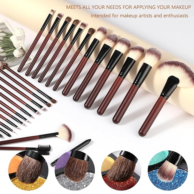 Makeup Brush Set Professional 26-Piece Makeup Brushes Set Premium Synthetic Foundation Powder Concealer Blush Eyeshadow Contour Makeup Brush Set with 2 Brush Bags
