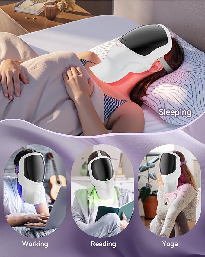 FOLOKE Red Light Therapy Mask for Face & Neck, LED Face Light Therapy,USB C Rechargeable,Infrared Mask for Home Working Travel Yoga