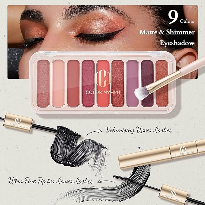 Color Nymph Girls Makeup Set For Teens With Travel-Friendly Makeup Kits Bag Included 9 Color Eyeshadow Palette Concealer Liquid Blush Eyeliner Lipgloss - #01