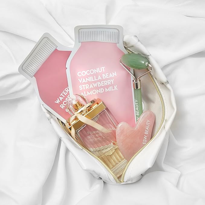 ESW Beauty Strawberries & Cream - Soothing Raw Juice Face Mask - Calming with Coconut, Vanilla Bean, Almond Milk & Strawberry for Sensitive Skin - Reduces Redness & Nourishes