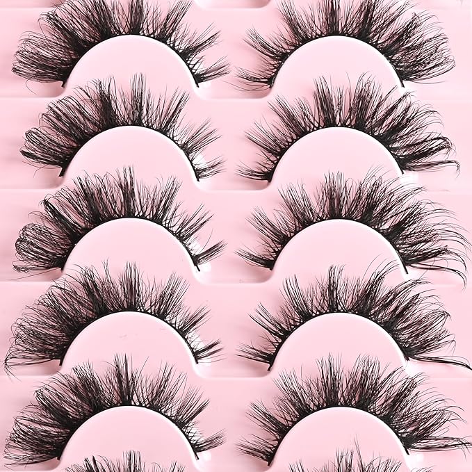 FARRED Cat Eye Lashes Natural Fox Eyelashes D Curl Wispy False Lash Strips Volume Cateye Fake Eyelash Medium Length Russian Strip Lashes Natural Look Full Pestañas Sets for MUA and Beginners Makeup