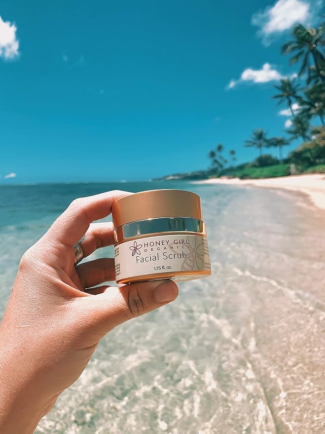 Honey Girl Organics Facial Scrub, Moisturizing & Exfoliating, Fights Acne, Fine Lines & Wrinkles, 100% Natural Honey & Sugar Face Scrub, Made in Hawaii (1.75oz)