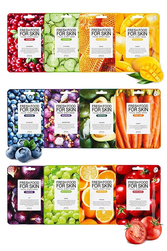 FARMSKIN Organic Face Mask, 12 pcs - Hydrating, Moisturizing, Brightening, Soothing, Cruelty-Free