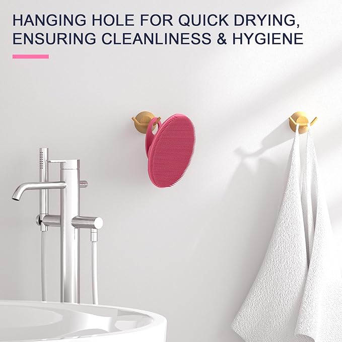 Silicone Body Scrubber Shower Bath Wash Brush Gentle Exfoliating Scrub Cleansing Loofah for Women Men Baby Sensitive Skin, Easy to Clean, Lather Nicely, More Hygienic, 1 Pack, Pink