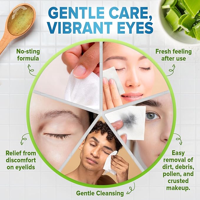 JJ CARE Eyelid Cleaning Wipes 160 PCs, Individually Wrapped Eye Lid Scrubbing Wipes, Moisturizing Eye Wipes for Irritated, Itchy, and Dry Eyes, Hypoallergenic Eye Scrub Cleaning Pads