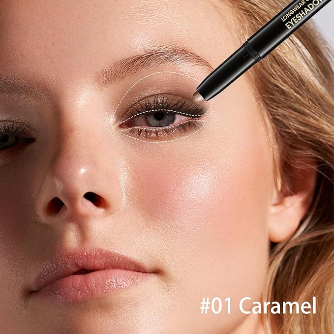 Matte Cream Eyeshadow Stick, Waterproof Eye Shadow Stick, Long-Lasting and Blendable High Pigmented Single Eyeliner Makeup for Women, 1 Caramel