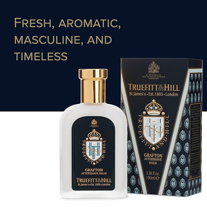 Truefitt & Hill Luxury Aftershave Balm - Grafton - Premium Soothing Moisturizer with Aloe Vera Extract - Ideal for Sensitive Skin, Razor Burn Relief, and a Silky Smooth Finish - 3.38 oz.