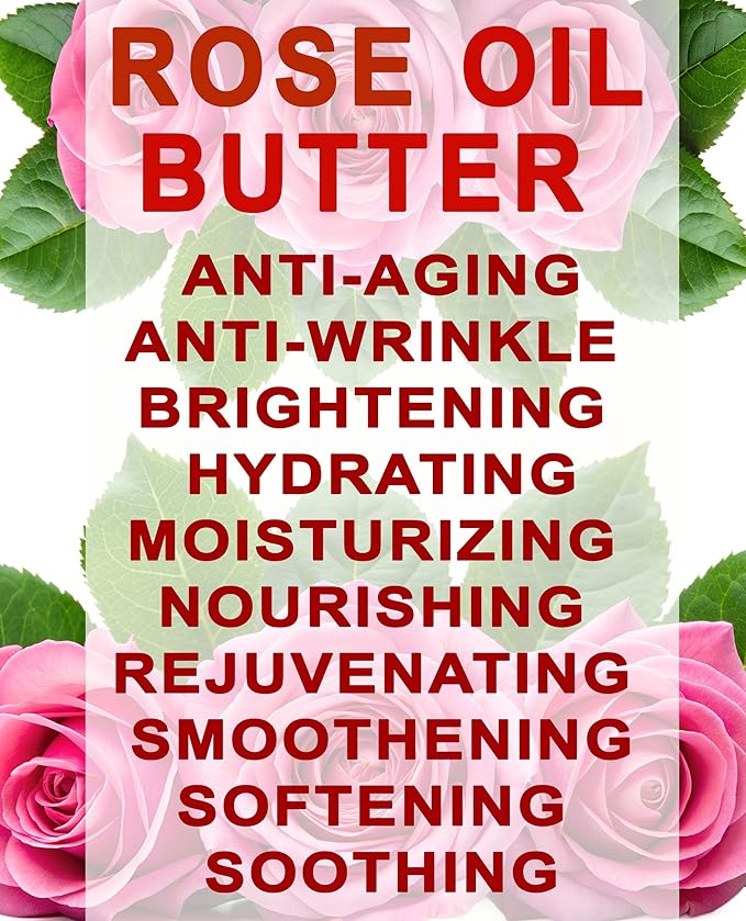 Botanical Beauty ROSE OIL BUTTER 100% Natural Rose Essential Oil in Shea Nut Butter for FACE SKIN BODY HAIR NAILS Beauty Skin Moisturizer Oil Butter Skin Nourishing (8 Fl Oz)